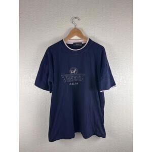 Venezia Italia T Shirt Mens XXL Navy Embroidered Logo Short